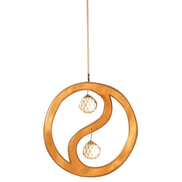 Kristallobjekt Holz „Yin Yang“ – (15 cm, natur)